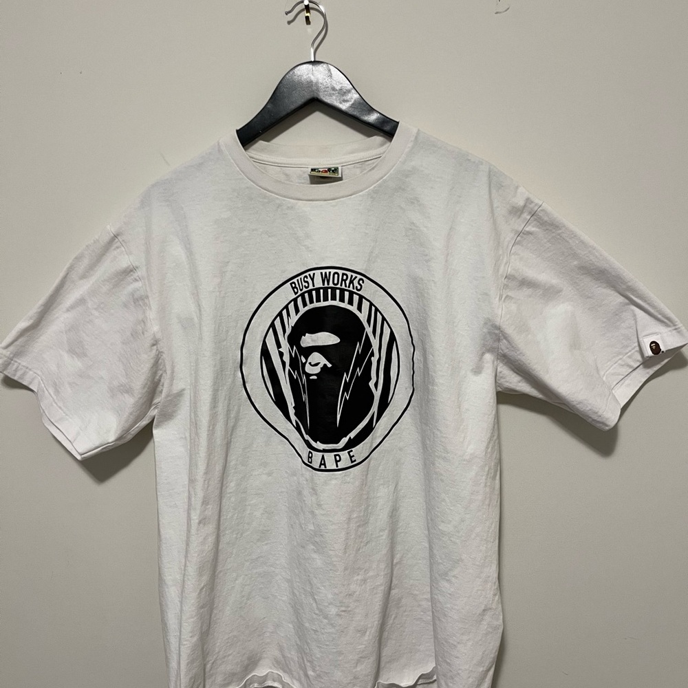 Bape White Short Sleeve Tee with Iconic Logo